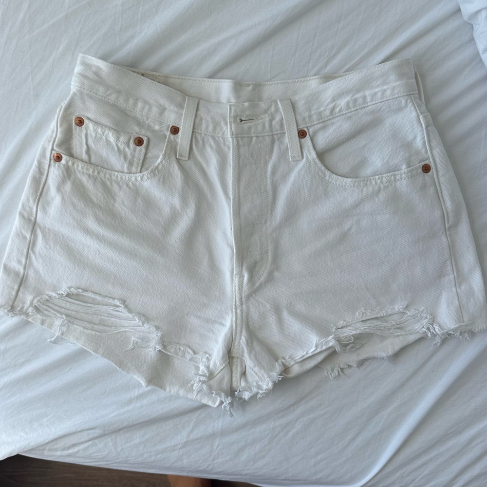 Levi White 501 Denim Shorts
